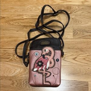 Chala Flamingo Crossbody Bag in Pink and Brown comes with 2 straps